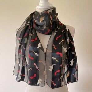 Satin striped lightweight shoe 👠 design fashion scarf, black multi shoe style